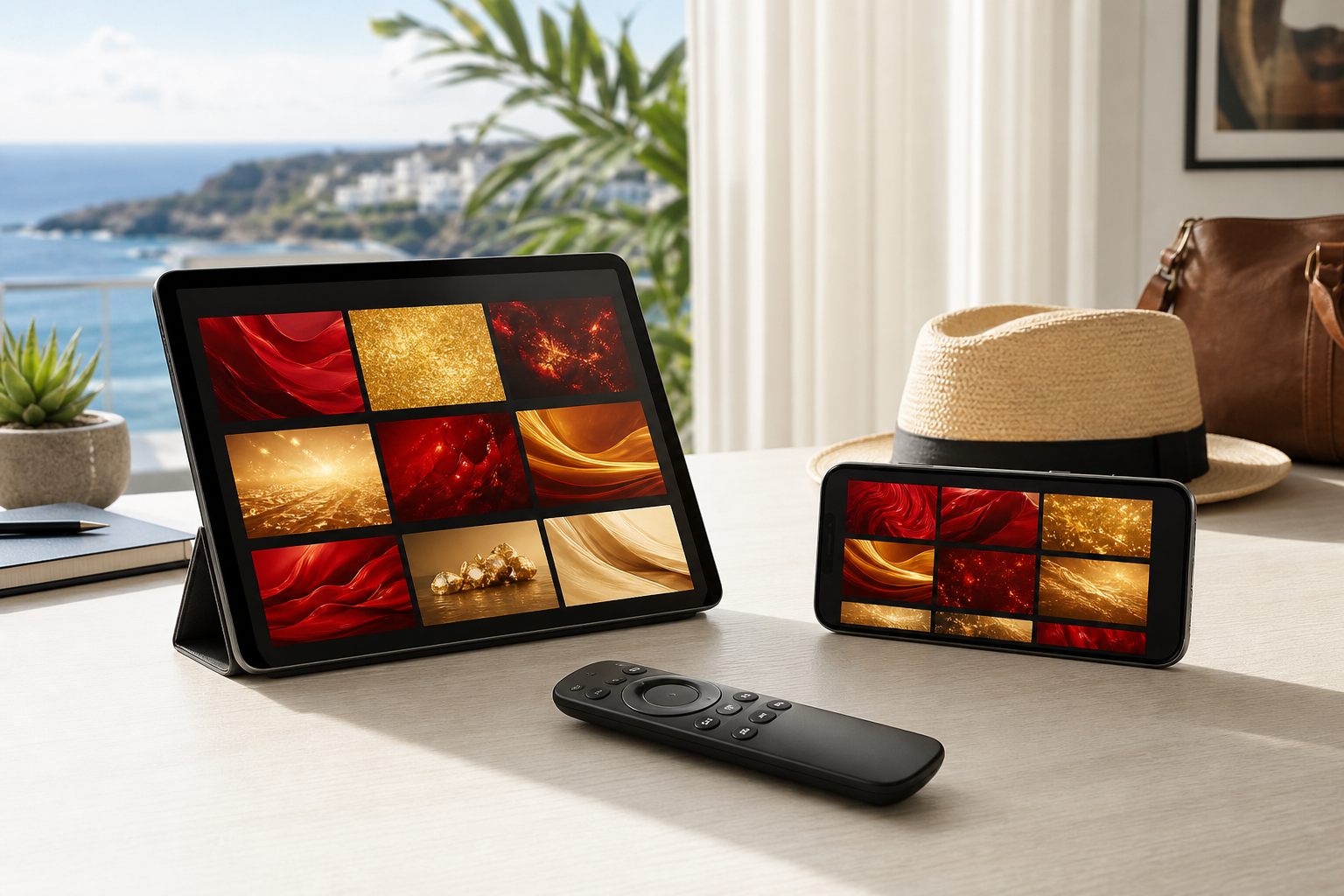 Tableta, móvil y mando para IPTV multidispositivo